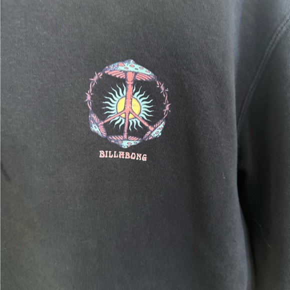 Billabong Black Pullover Hoodie with Small Multicolor Chest Emblem - Picture 4 of 5